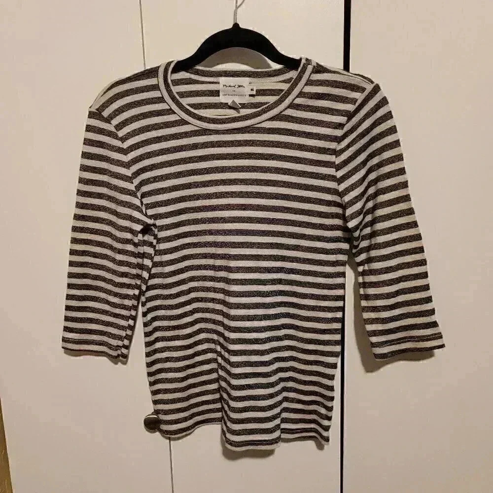 Anthro Michael Stars B/W metallic top M/L